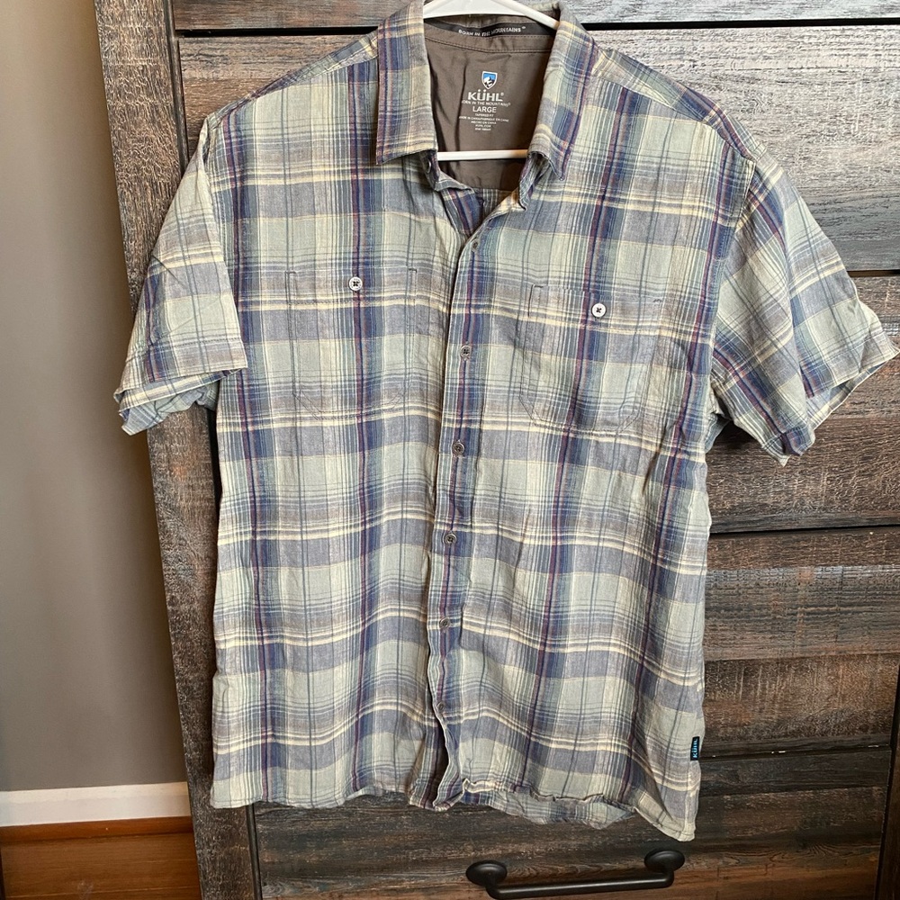 Kuhl Blue and Grey Casual Button Down Shirt